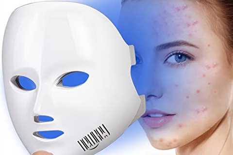 Blue Light Therapy for Acne, NEWKEY Blue Light Therapy Mask for Face, 7 Colors Red&Blue Acne Light..