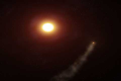 A giant, boiling, shrinking planet has a tail stretching 350,000 miles into space, astronomers..