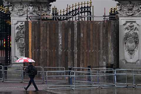 Buckingham Palace's gates are boarded up after someone crashed a car into them, police say