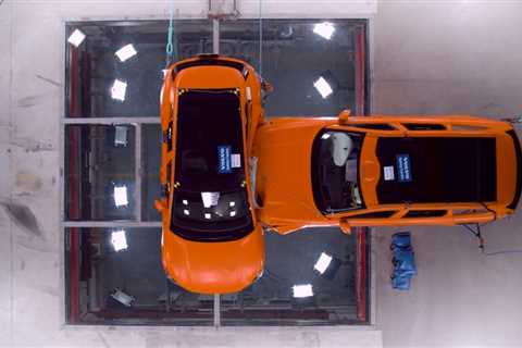 Volvo EX30 endures a side impact crash test with an EX90