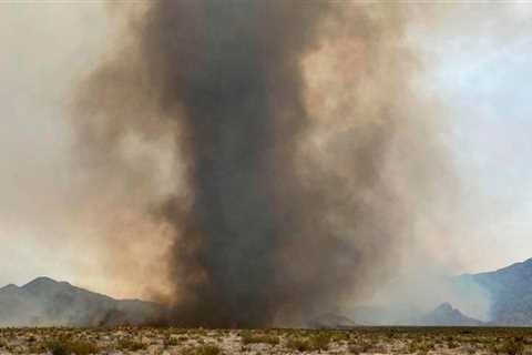 Firefighters battle 'fire whirls,' high heat in California desert