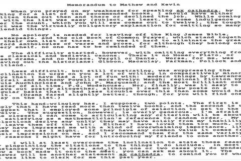 Justice Souter’s book list